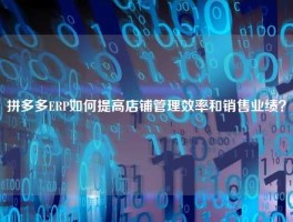 拼多多ERP如何提高店铺管理效率和销售业绩？