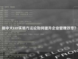 新中大ERP实施方法论如何提升企业管理效率？