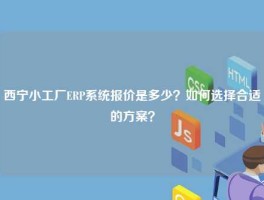 西宁小工厂ERP系统报价是多少？如何选择合适的方案？