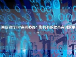 商业银行ERP实训心得：如何有效提高实训效果？