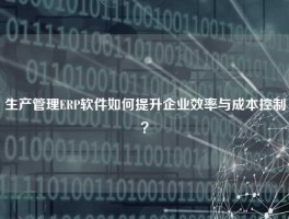 生产管理ERP软件如何提升企业效率与成本控制？