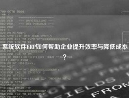 系统软件ERP如何帮助企业提升效率与降低成本？