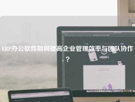 ERP办公软件如何提高企业管理效率与团队协作？