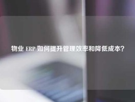 物业 ERP 如何提升管理效率和降低成本？