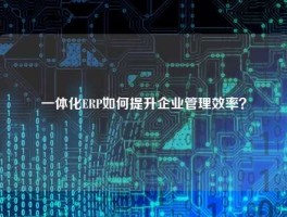 一体化ERP如何提升企业管理效率？
