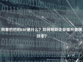 阿里巴巴的ERP是什么？如何帮助企业提升管理效率？