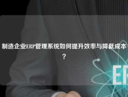 制造企业ERP管理系统如何提升效率与降低成本？
