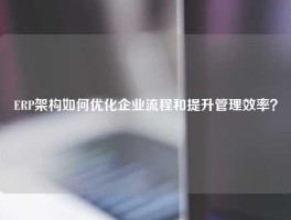ERP架构如何优化企业流程和提升管理效率？