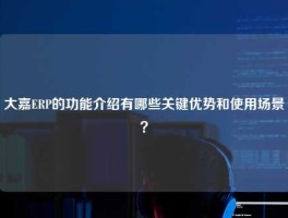 大嘉ERP的功能介绍有哪些关键优势和使用场景？