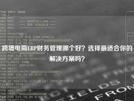 跨境电商ERP财务管理哪个好？选择最适合你的解决方案吗？