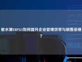聚水潭ERP321如何提升企业管理效率与销售业绩？