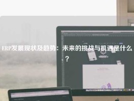 ERP发展现状及趋势：未来的挑战与机遇是什么？