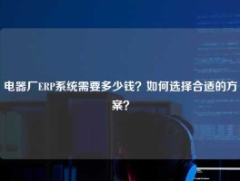 电器厂ERP系统需要多少钱？如何选择合适的方案？