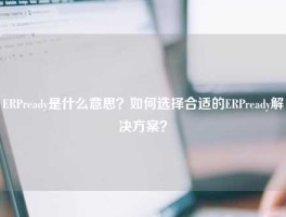 ERPready是什么意思？如何选择合适的ERPready解决方案？