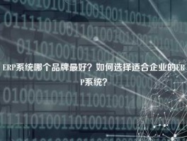 ERP系统哪个品牌最好？如何选择适合企业的ERP系统？