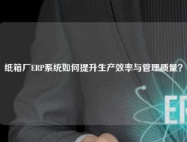 纸箱厂ERP系统如何提升生产效率与管理质量？