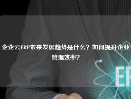 企企云ERP未来发展趋势是什么？如何提升企业管理效率？