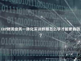 ERP财务业务一体化实训教程怎么学才能更有效？