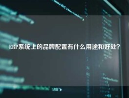 ERP系统上的品牌配置有什么用途和好处？