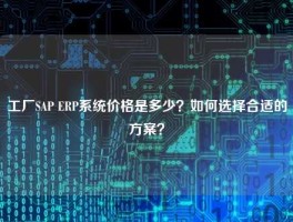 工厂SAP ERP系统价格是多少？如何选择合适的方案？