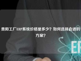 贵阳工厂ERP系统价格是多少？如何选择合适的方案？