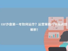 ERP沙盘第一年如何运作？运营策略与常见问题解析！