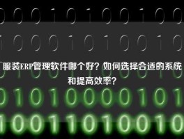 服装ERP管理软件哪个好？如何选择合适的系统和提高效率？