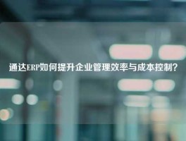 通达ERP如何提升企业管理效率与成本控制？