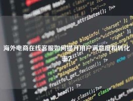 海外电商在线客服如何提升用户满意度和转化率？