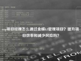 erp项目经理怎么通过金蝶k3管理项目？提升项目效率和减少风险吗？