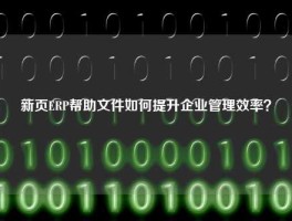 新页ERP帮助文件如何提升企业管理效率？