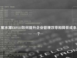 聚水潭ERP123如何提升企业管理效率和降低成本？