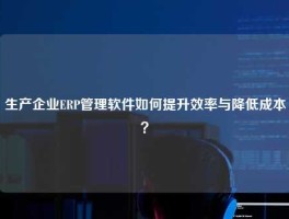生产企业ERP管理软件如何提升效率与降低成本？