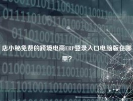 店小秘免费的跨境电商ERP登录入口电脑版在哪里？