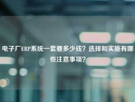 电子厂ERP系统一套要多少钱？选择和实施有哪些注意事项？